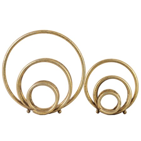 URBAN TRENDS COLLECTION Metal Round Abstract Design Sculpture Metallic Finish Gold Set of 2 39535